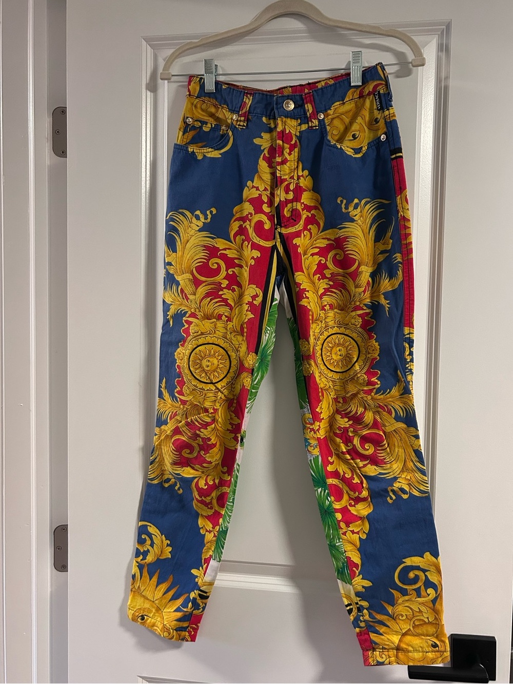 Versace Sun Baroque Print Jeans